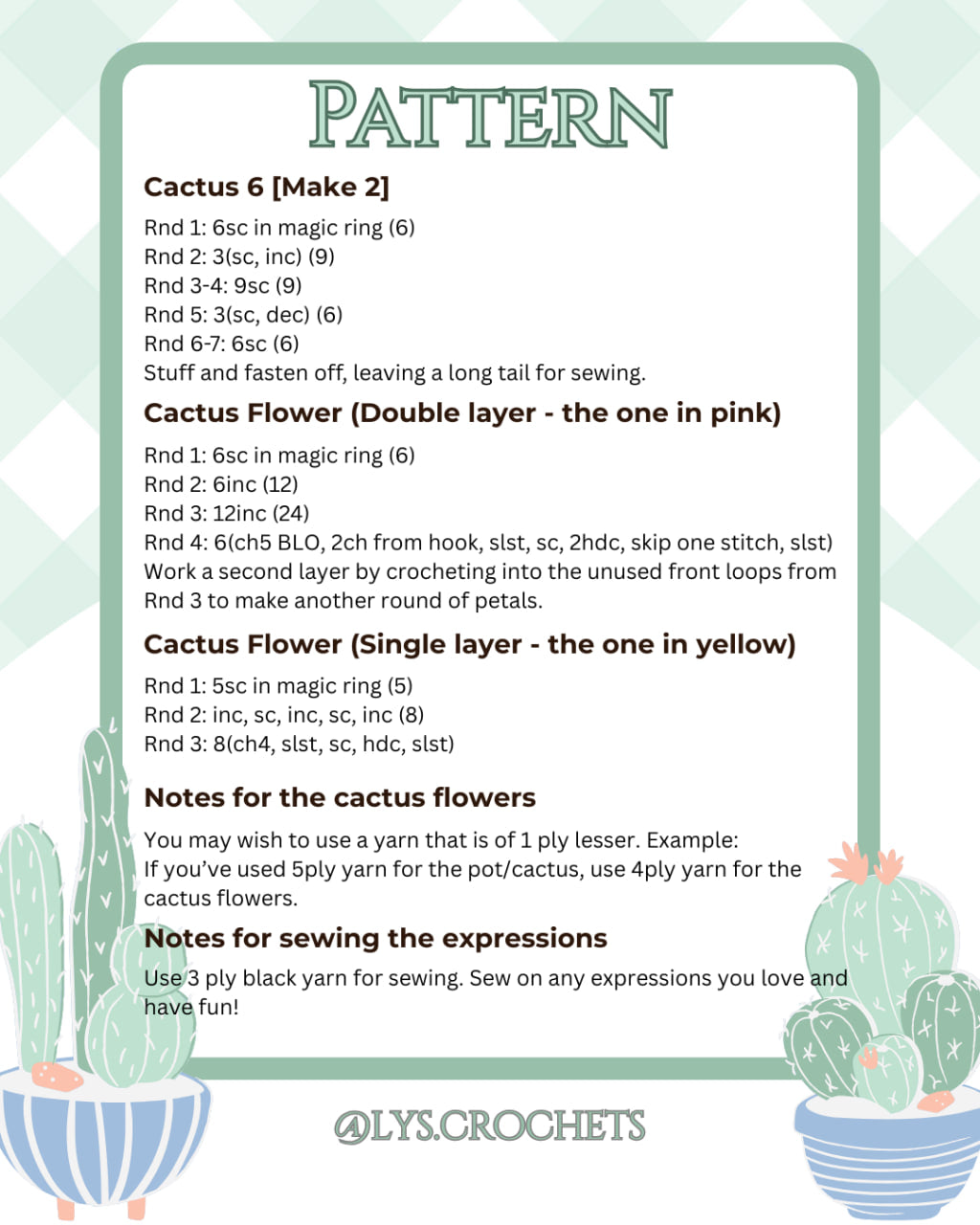 Jelly Cat Cactus Pattern